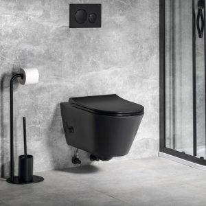 Bidet Toilet Rimless Mat Zwart Avva 35x5x53cm met bediening